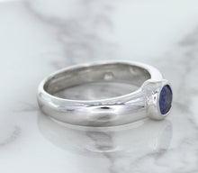 Load image into Gallery viewer, 0.74ct Round Blue Sapphire Ring in 14K White Gold