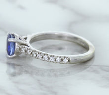 Load image into Gallery viewer, 1.01ct Round Blue Sapphire Ring with Diamond Accents in 14K White Gold