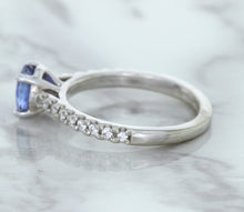 Load image into Gallery viewer, 1.01ct Round Blue Sapphire Ring with Diamond Accents in 14K White Gold