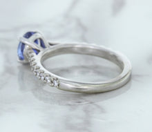 Load image into Gallery viewer, 1.01ct Round Blue Sapphire Ring with Diamond Accents in 14K White Gold