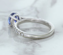 Load image into Gallery viewer, 1.01ct Round Blue Sapphire Ring with Diamond Accents in 14K White Gold