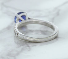 Load image into Gallery viewer, 1.01ct Round Blue Sapphire Ring with Diamond Accents in 14K White Gold