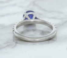 Load image into Gallery viewer, 1.01ct Round Blue Sapphire Ring with Diamond Accents in 14K White Gold