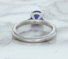 Load image into Gallery viewer, 1.01ct Round Blue Sapphire Ring with Diamond Accents in 14K White Gold