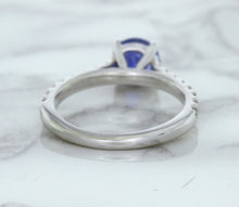 Load image into Gallery viewer, 1.01ct Round Blue Sapphire Ring with Diamond Accents in 14K White Gold