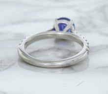 Load image into Gallery viewer, 1.01ct Round Blue Sapphire Ring with Diamond Accents in 14K White Gold