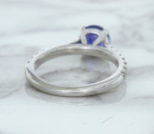 Load image into Gallery viewer, 1.01ct Round Blue Sapphire Ring with Diamond Accents in 14K White Gold