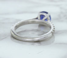 Load image into Gallery viewer, 1.01ct Round Blue Sapphire Ring with Diamond Accents in 14K White Gold