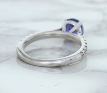 Load image into Gallery viewer, 1.01ct Round Blue Sapphire Ring with Diamond Accents in 14K White Gold