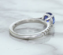 Load image into Gallery viewer, 1.01ct Round Blue Sapphire Ring with Diamond Accents in 14K White Gold