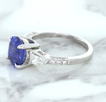 Load image into Gallery viewer, 2.88ct Oval Blue Sapphire Ring with Diamond Accents in 18K White Gold