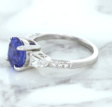 Load image into Gallery viewer, 2.88ct Oval Blue Sapphire Ring with Diamond Accents in 18K White Gold