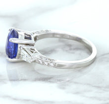 Load image into Gallery viewer, 2.88ct Oval Blue Sapphire Ring with Diamond Accents in 18K White Gold