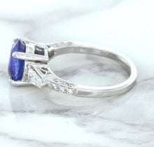 Load image into Gallery viewer, 2.88ct Oval Blue Sapphire Ring with Diamond Accents in 18K White Gold