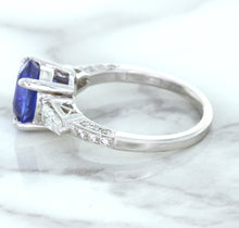 Load image into Gallery viewer, 2.88ct Oval Blue Sapphire Ring with Diamond Accents in 18K White Gold