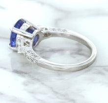 Load image into Gallery viewer, 2.88ct Oval Blue Sapphire Ring with Diamond Accents in 18K White Gold