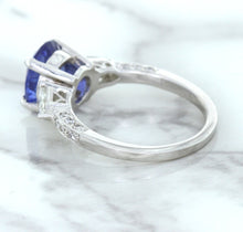 Load image into Gallery viewer, 2.88ct Oval Blue Sapphire Ring with Diamond Accents in 18K White Gold