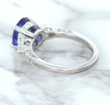 Load image into Gallery viewer, 2.88ct Oval Blue Sapphire Ring with Diamond Accents in 18K White Gold