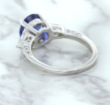 Load image into Gallery viewer, 2.88ct Oval Blue Sapphire Ring with Diamond Accents in 18K White Gold