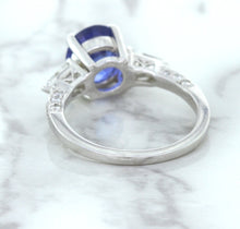 Load image into Gallery viewer, 2.88ct Oval Blue Sapphire Ring with Diamond Accents in 18K White Gold