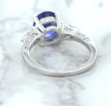 Load image into Gallery viewer, 2.88ct Oval Blue Sapphire Ring with Diamond Accents in 18K White Gold