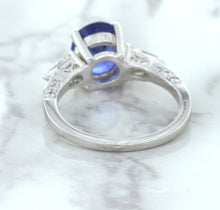 Load image into Gallery viewer, 2.88ct Oval Blue Sapphire Ring with Diamond Accents in 18K White Gold