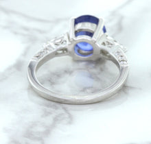 Load image into Gallery viewer, 2.88ct Oval Blue Sapphire Ring with Diamond Accents in 18K White Gold