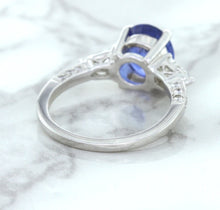 Load image into Gallery viewer, 2.88ct Oval Blue Sapphire Ring with Diamond Accents in 18K White Gold