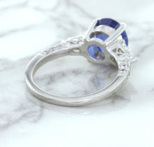 Load image into Gallery viewer, 2.88ct Oval Blue Sapphire Ring with Diamond Accents in 18K White Gold