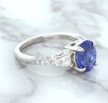 Load image into Gallery viewer, 2.88ct Oval Blue Sapphire Ring with Diamond Accents in 18K White Gold