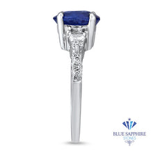 Load image into Gallery viewer, 2.88ct Oval Blue Sapphire Ring with Diamond Accents in 18K White Gold