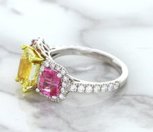 Load image into Gallery viewer, Multicolor Sapphire Ring with Diamond Accents in 18K White Gold