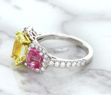 Load image into Gallery viewer, Multicolor Sapphire Ring with Diamond Accents in 18K White Gold