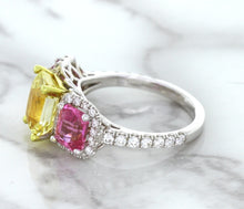 Load image into Gallery viewer, Multicolor Sapphire Ring with Diamond Accents in 18K White Gold