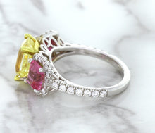 Load image into Gallery viewer, Multicolor Sapphire Ring with Diamond Accents in 18K White Gold