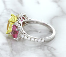 Load image into Gallery viewer, Multicolor Sapphire Ring with Diamond Accents in 18K White Gold