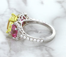 Load image into Gallery viewer, Multicolor Sapphire Ring with Diamond Accents in 18K White Gold