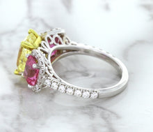 Load image into Gallery viewer, Multicolor Sapphire Ring with Diamond Accents in 18K White Gold