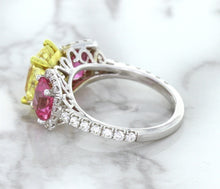 Load image into Gallery viewer, Multicolor Sapphire Ring with Diamond Accents in 18K White Gold