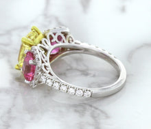 Load image into Gallery viewer, Multicolor Sapphire Ring with Diamond Accents in 18K White Gold