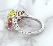 Load image into Gallery viewer, Multicolor Sapphire Ring with Diamond Accents in 18K White Gold