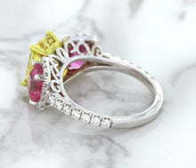 Load image into Gallery viewer, Multicolor Sapphire Ring with Diamond Accents in 18K White Gold