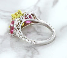 Load image into Gallery viewer, Multicolor Sapphire Ring with Diamond Accents in 18K White Gold