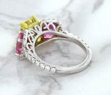 Load image into Gallery viewer, Multicolor Sapphire Ring with Diamond Accents in 18K White Gold