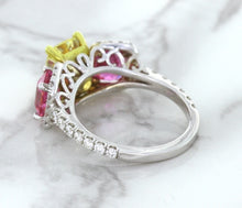 Load image into Gallery viewer, Multicolor Sapphire Ring with Diamond Accents in 18K White Gold