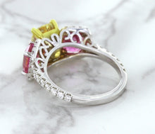 Load image into Gallery viewer, Multicolor Sapphire Ring with Diamond Accents in 18K White Gold
