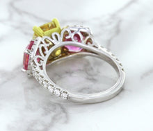 Load image into Gallery viewer, Multicolor Sapphire Ring with Diamond Accents in 18K White Gold