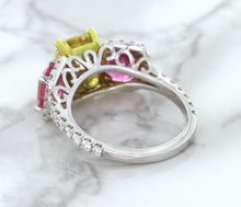 Load image into Gallery viewer, Multicolor Sapphire Ring with Diamond Accents in 18K White Gold