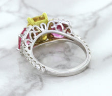 Load image into Gallery viewer, Multicolor Sapphire Ring with Diamond Accents in 18K White Gold