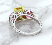 Load image into Gallery viewer, Multicolor Sapphire Ring with Diamond Accents in 18K White Gold